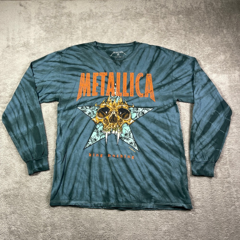 Metallica King Nothing Tie Dye Graphic Shirt Men's Green Medium‎ Retro Concert